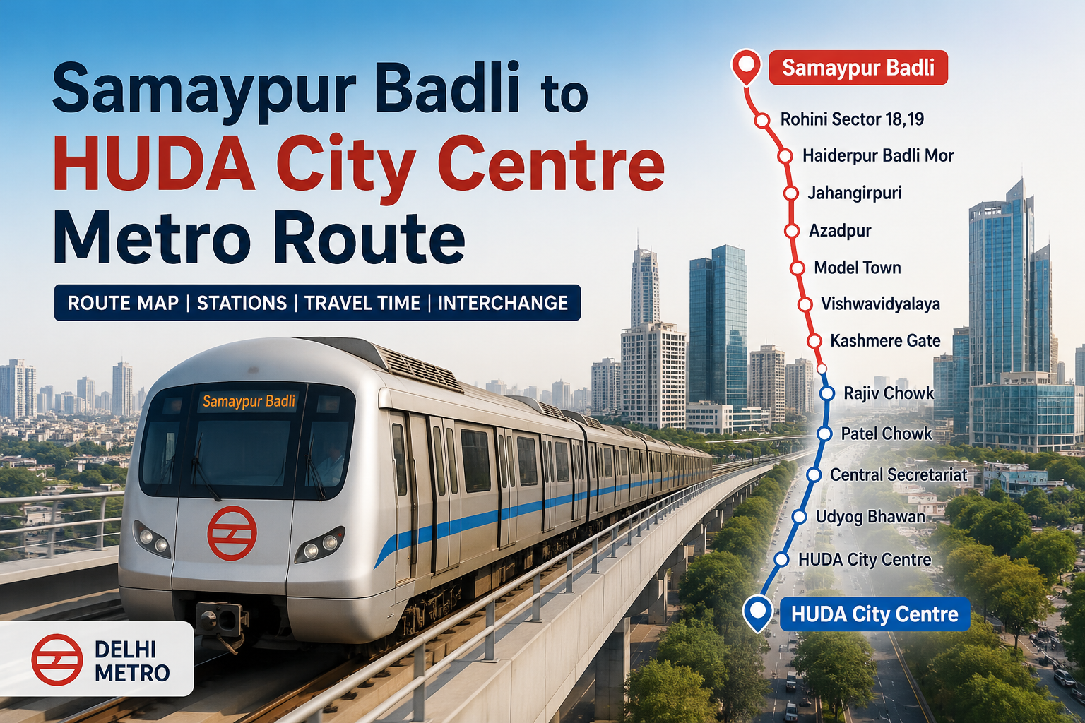 You are currently viewing Samaypur Badli to HUDA City Centre Metro Route – Complete Guide