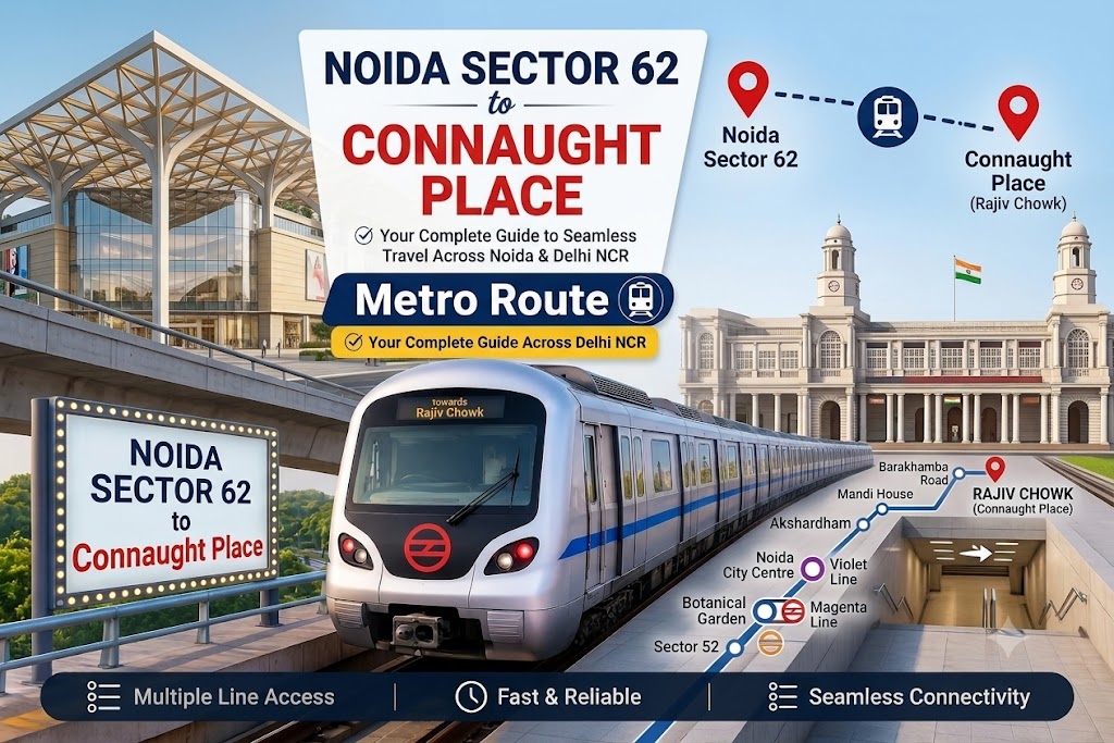 You are currently viewing Noida Sector 62 to Connaught Place Metro Route: Fare, Time, Stations & Complete Guide