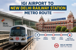 IGI Airport to New Delhi Railway Station Metro Route