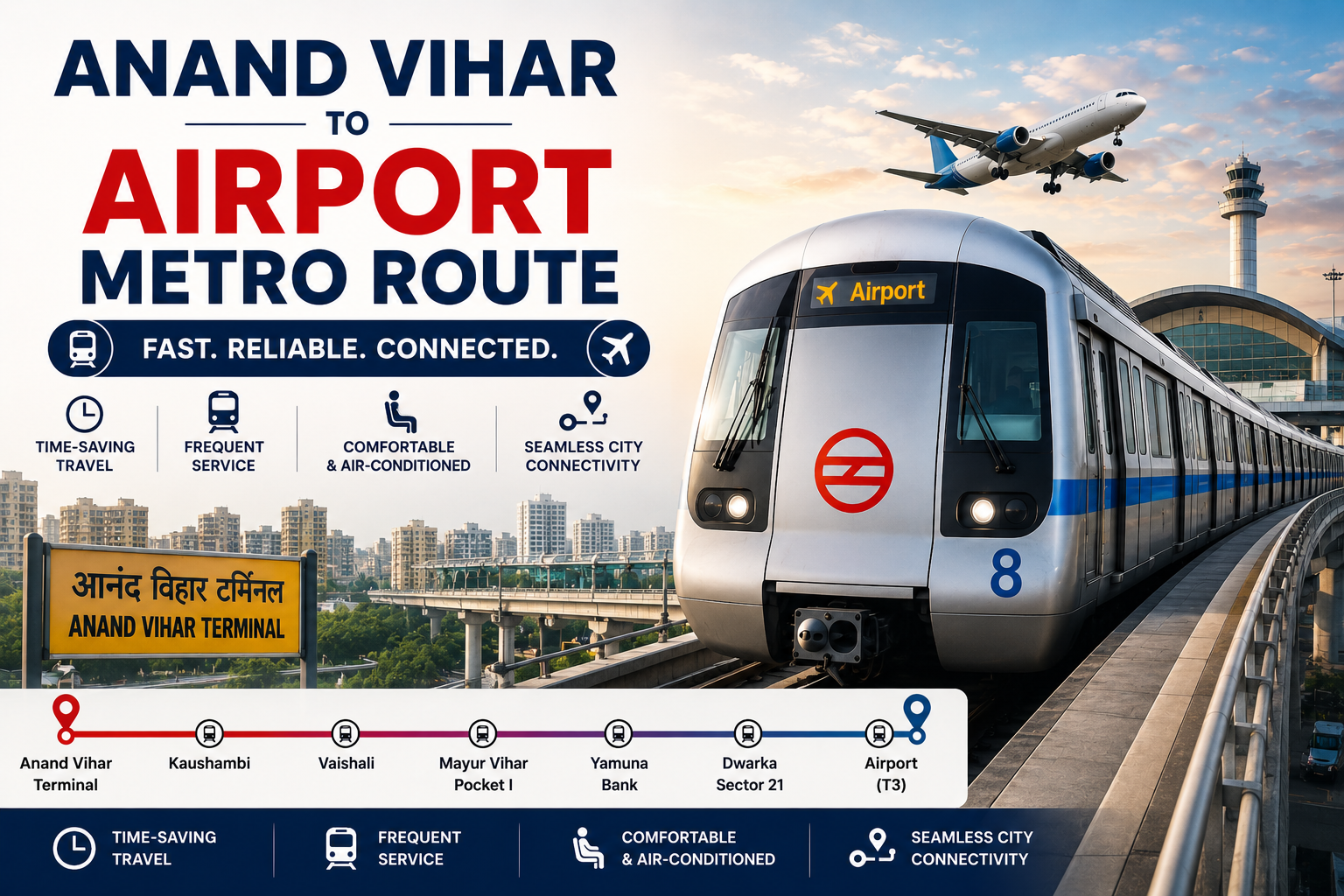 You are currently viewing Anand Vihar to Airport Metro Route –Fare, Time, Stations & Complete Guide