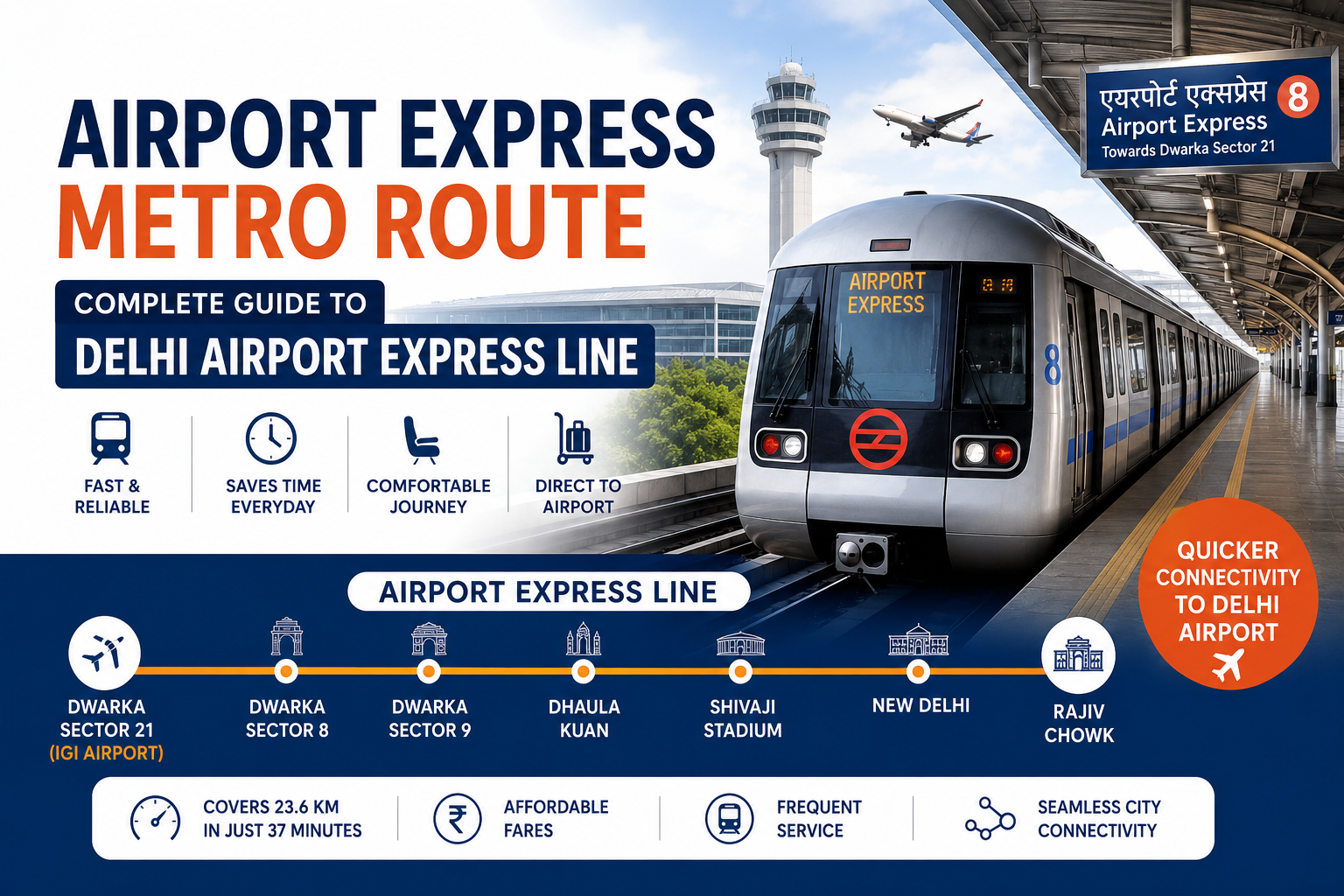 Read more about the article Airport Express Metro Route – Complete Guide to Delhi Airport Express Line