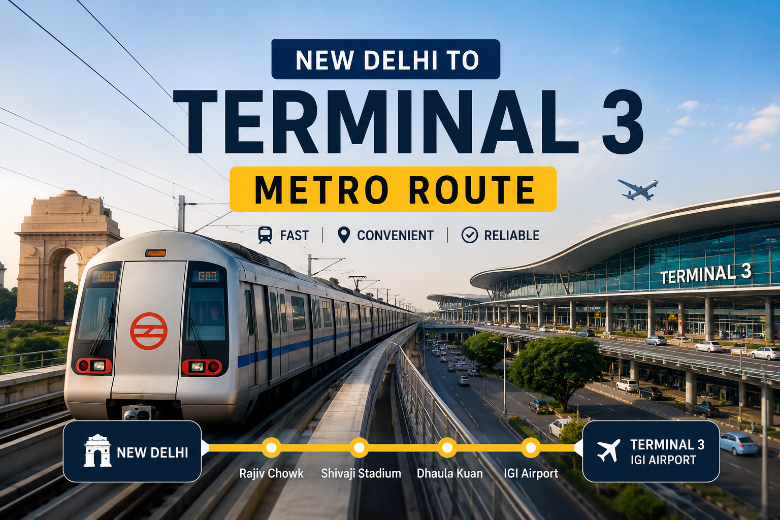 You are currently viewing New Delhi to Terminal 3 Metro Route: Fare, Time, Stations & Complete Guide