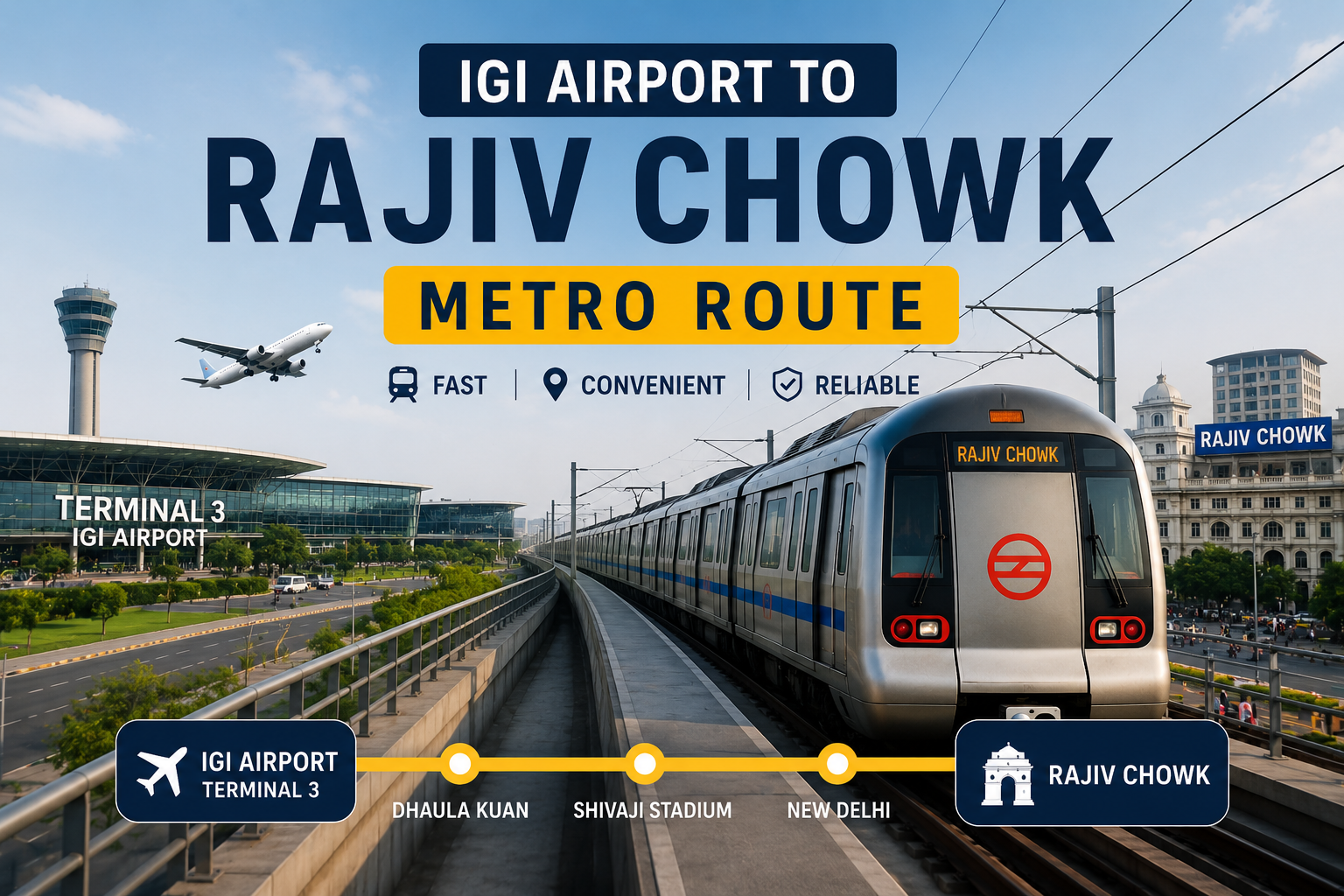 You are currently viewing IGI Airport to Rajiv Chowk Metro Route: Fare, Time, Stations & Complete Guide