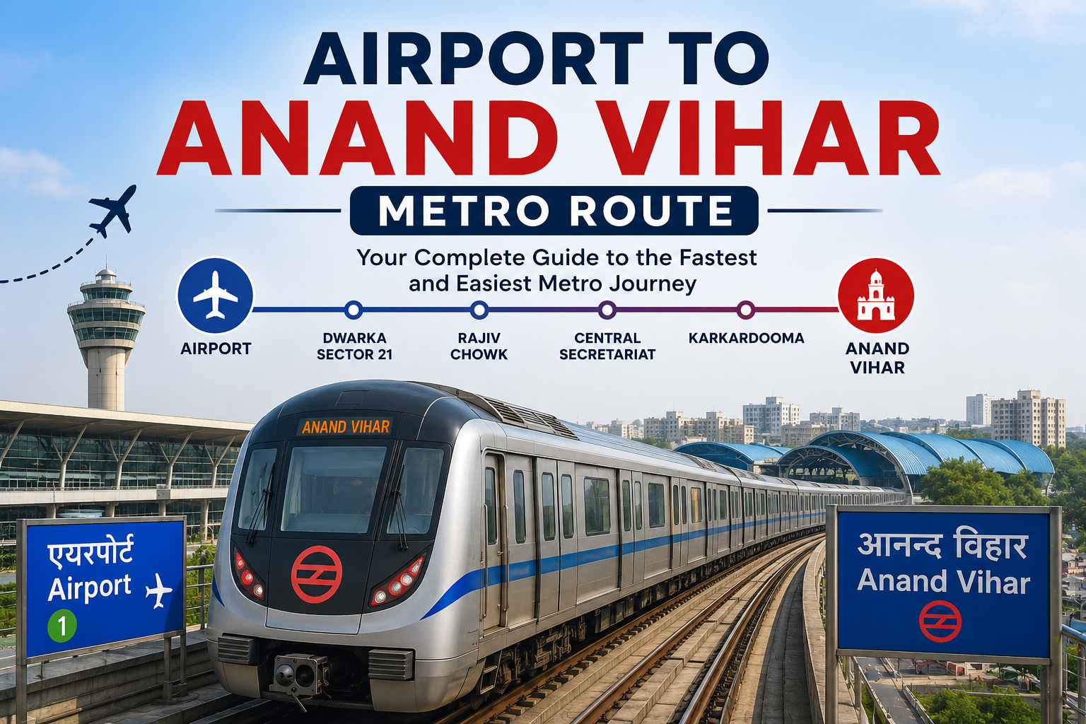 You are currently viewing Airport to Anand Vihar Metro Route: Fare, Time, Stations & Complete Guide