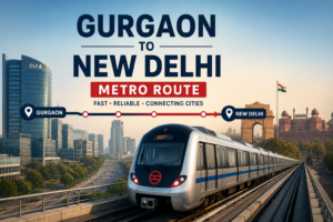 Gurgaon to New Delhi Yellow Line metro route map showing stations and interchanges