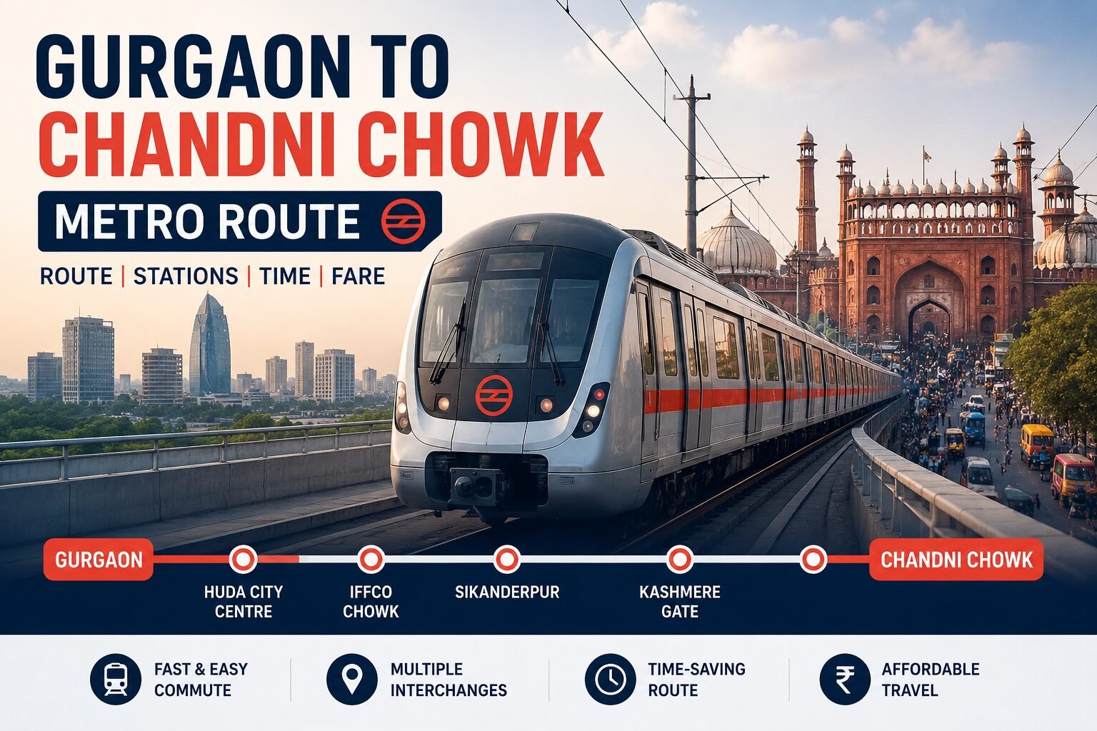 You are currently viewing Gurgaon to Chandni Chowk Metro Route: Complete Guide to Stations, Fare and Timings