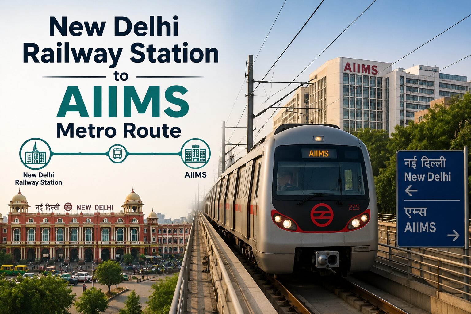 You are currently viewing New Delhi Railway Station to AIIMS Metro Route: Complete Travel Guide, Fare, Timings