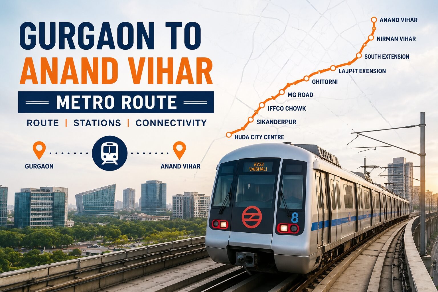 You are currently viewing Gurgaon to Anand Vihar Metro Route: Complete Guide with Fare, Timings & Stations
