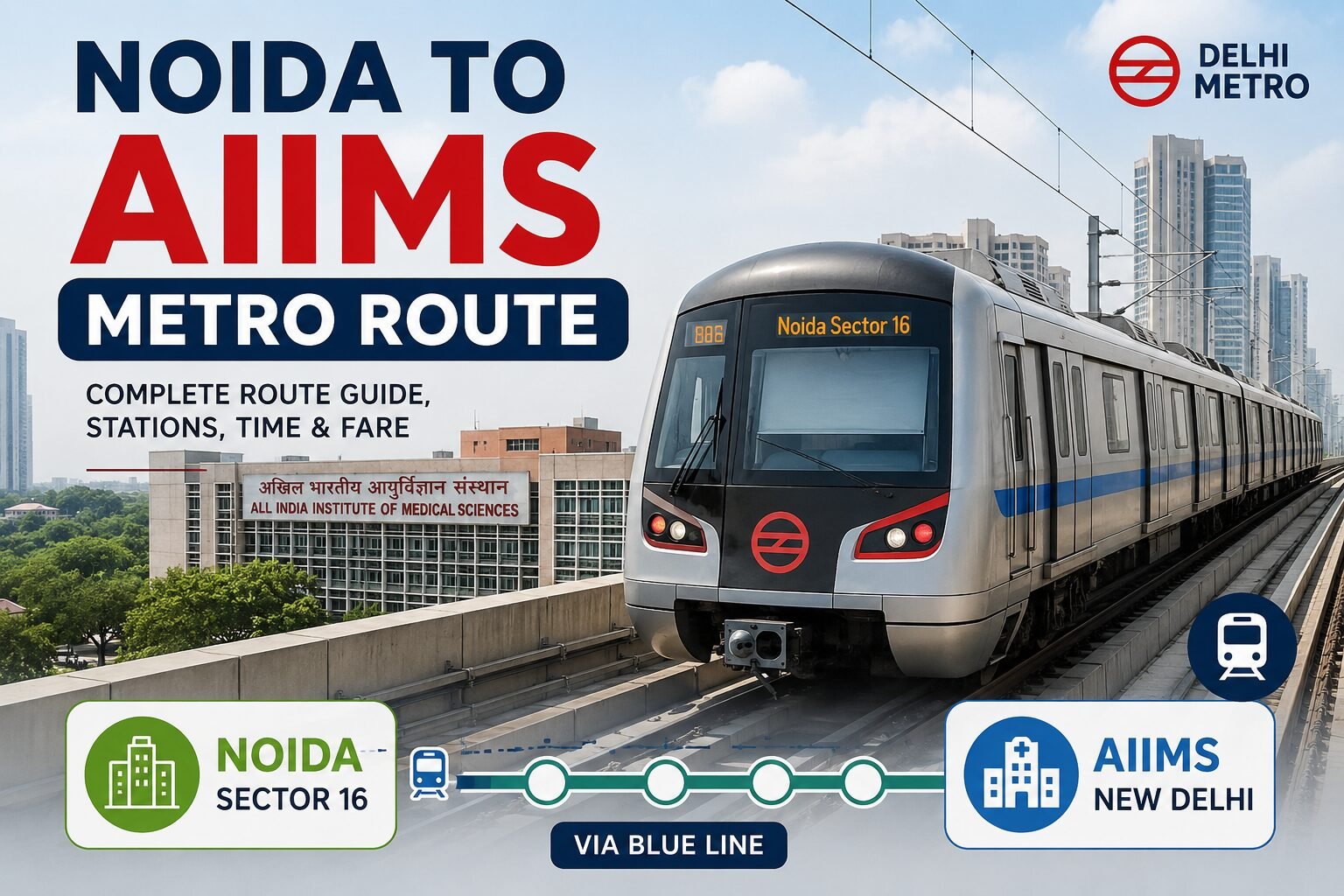 You are currently viewing Noida to AIIMS Metro Route: Complete Guide with Fare, Timing and Interchange Details