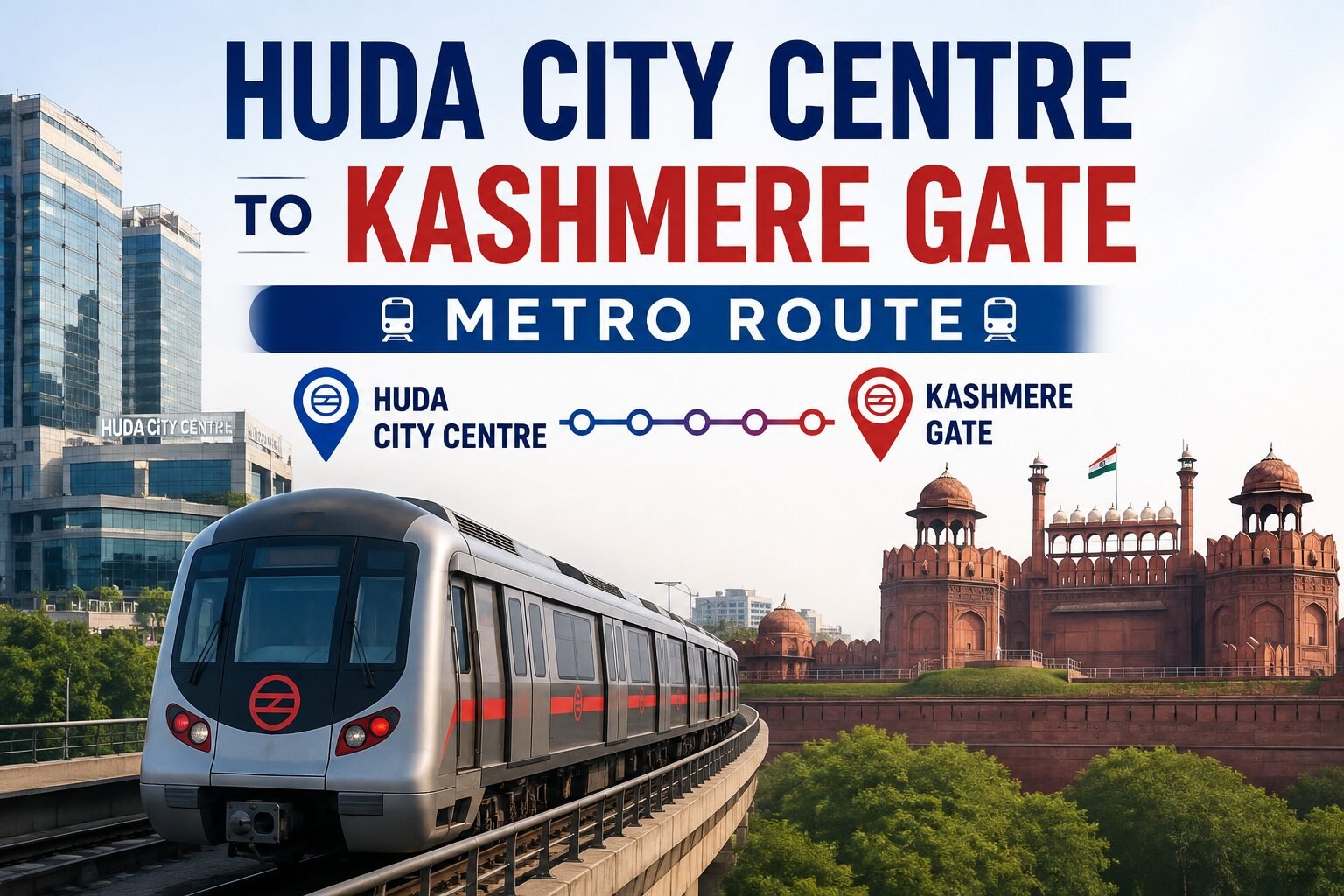 You are currently viewing HUDA City Centre to Kashmere Gate Metro Route: Complete Guide (Fare, Timings & Stations)